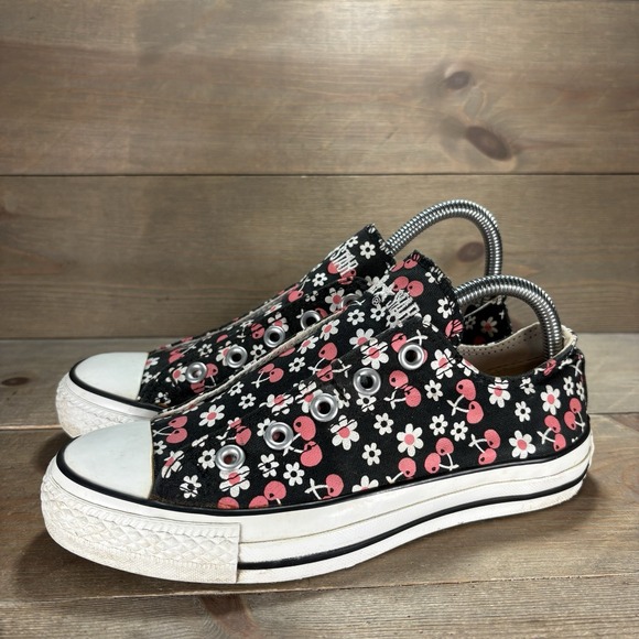 Converse Shoes - converse all star chuck taylor womens size 6 shoes black pink cherry floral
